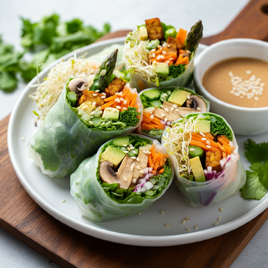 Refreshing Broccoli Sprout Summer Rolls with Almond Sauce – A Perfect Plant-Based Meal